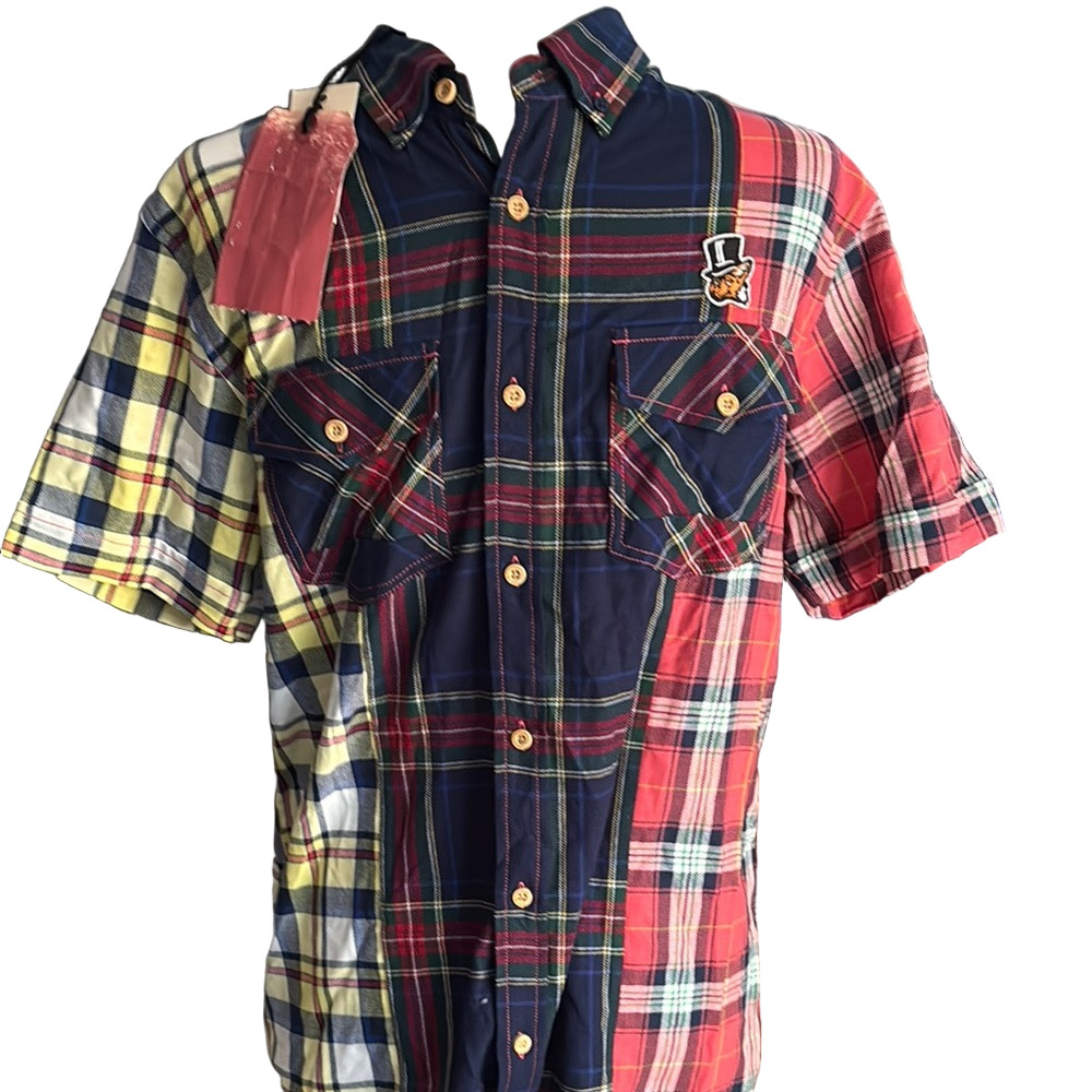Akoo Red and Yellow Casual Button Down Shirt Asymmetrical Design